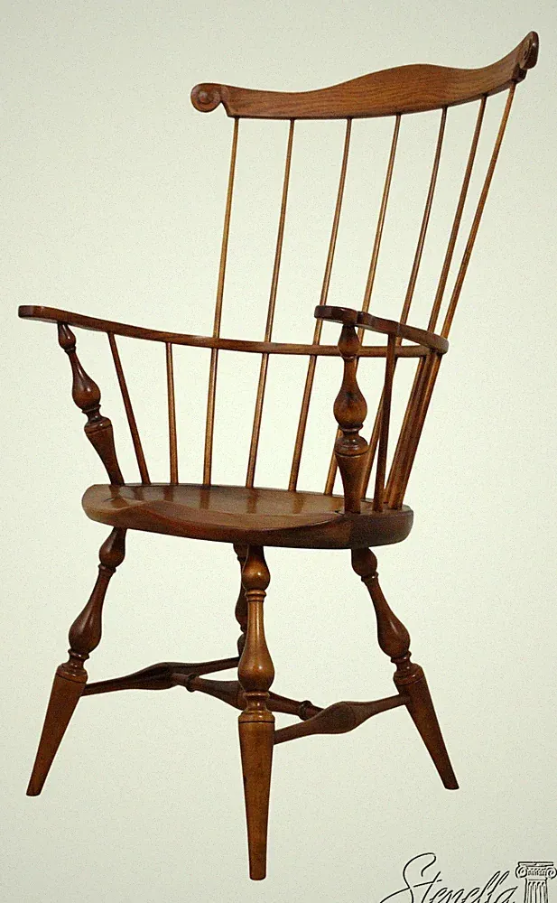 55919EC: Windsor Style High Fan Back Bench Made Armchair