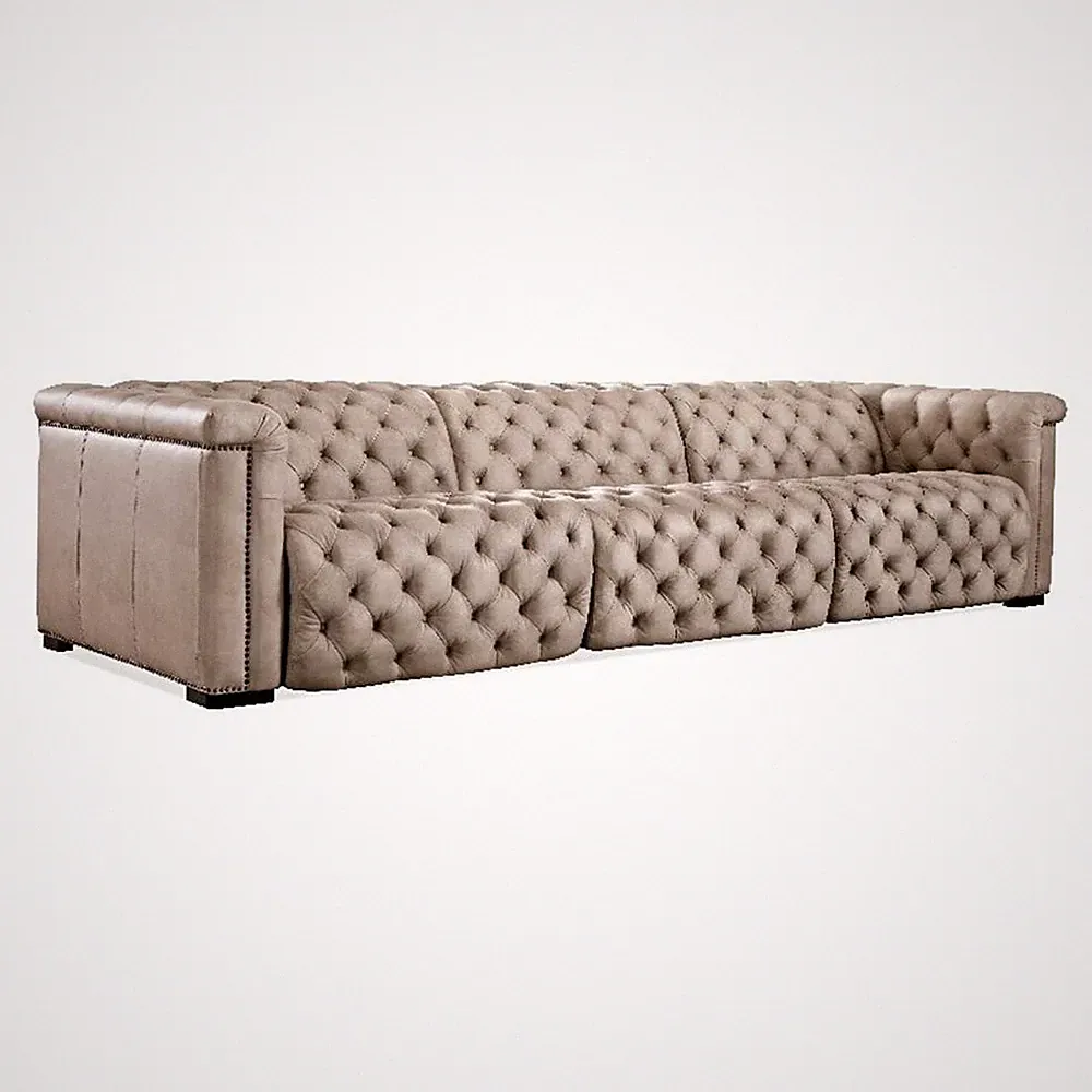 Beaumont Lane Power Recliner Sofa with Power Headrest in Brown Leather