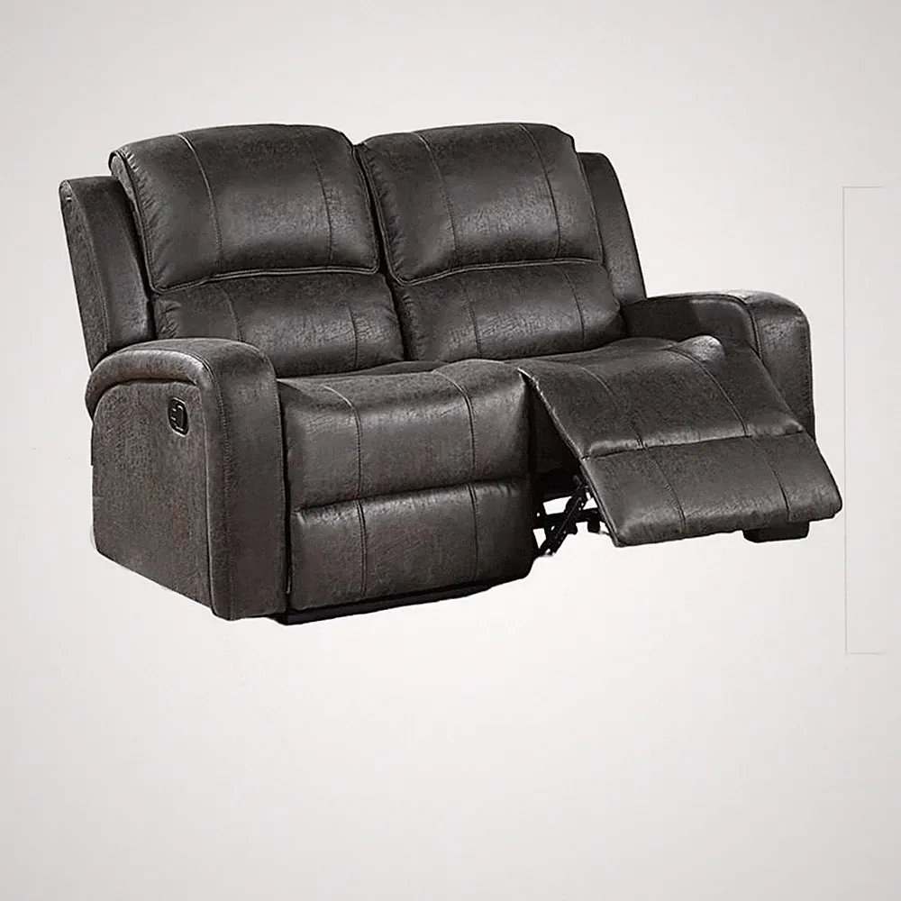 Charles Manual Recliner Loveseat- Smoke Gray Faux Leather- 55 Inch