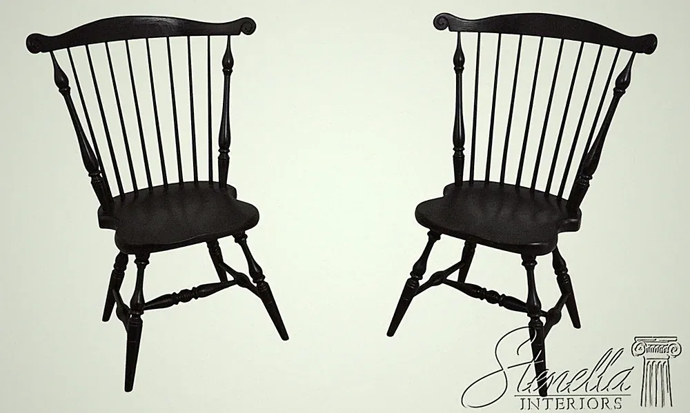 F67821: Pair Black Painted Comb Back Windsor Armchairs