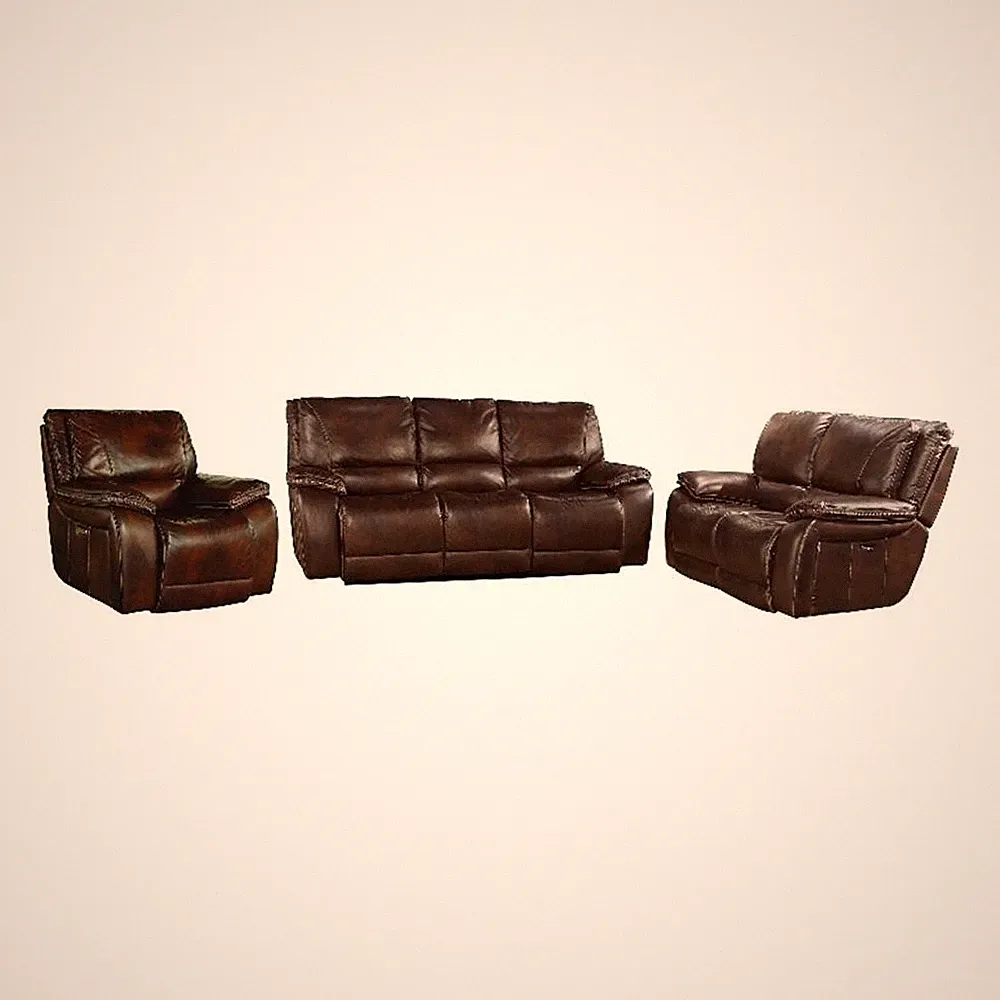Pemberly Row Burnt Sienna Power Reclining Sofa Loveseat and Recliner