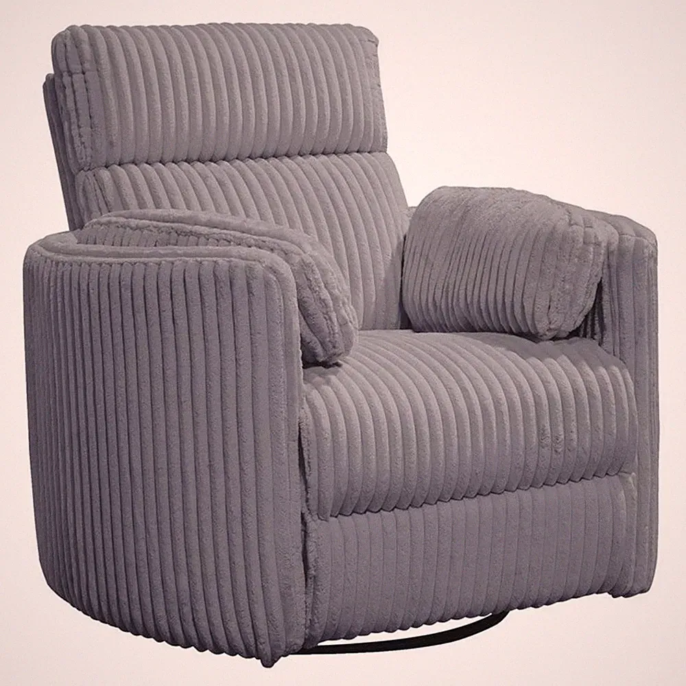 Pemberly Row Contemporary Fabric Swivel Glider Recliner in Gray