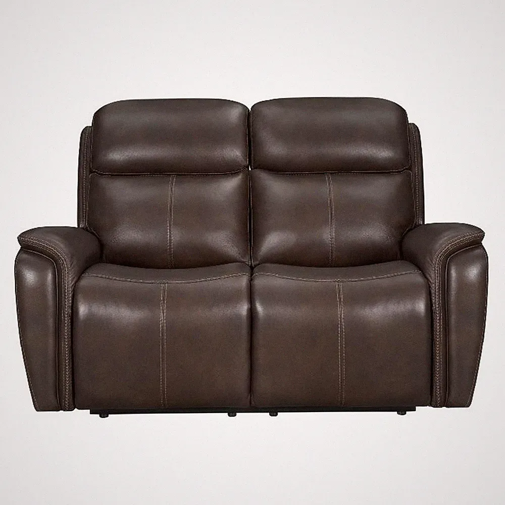 Pemberly Row Contemporary Leather Auburn Power Reclining Loveseat