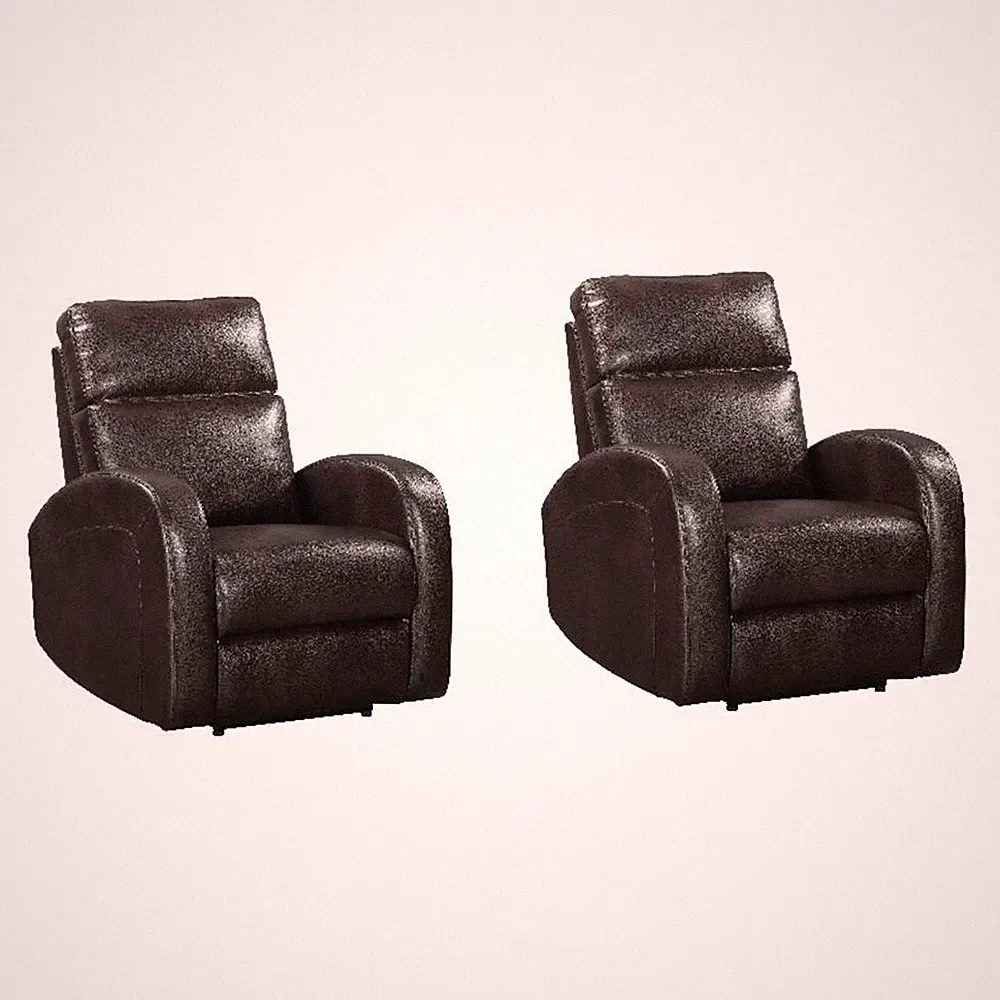 Pemberly Row Contemporary Pebble Brown Power Recliner Two Pack