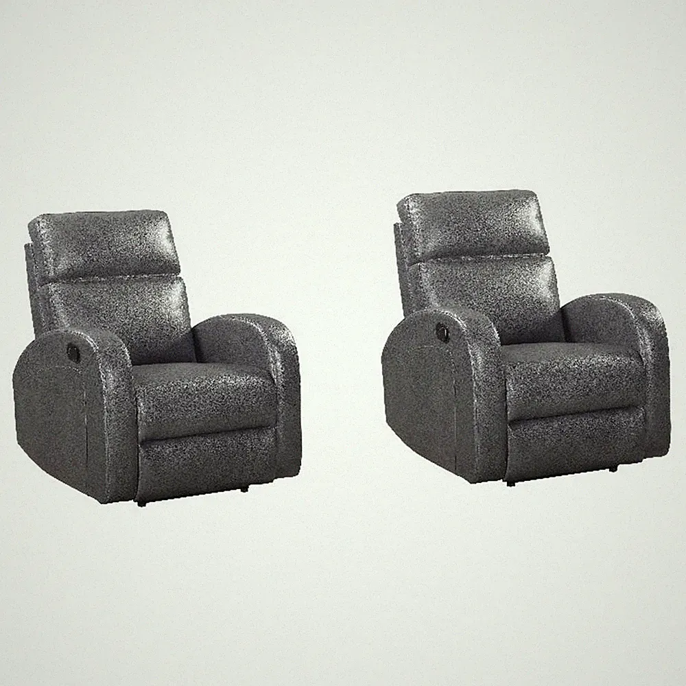Pemberly Row Contemporary Pebble Grey Manual Recliner Two Pack