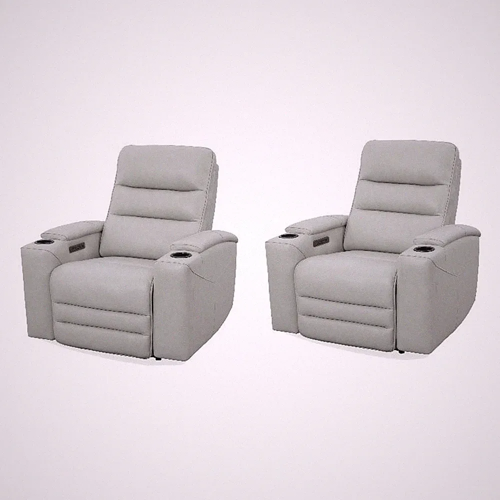 Pemberly Row Contemporary Stone Power Zero Gravity Recliner Two Pack