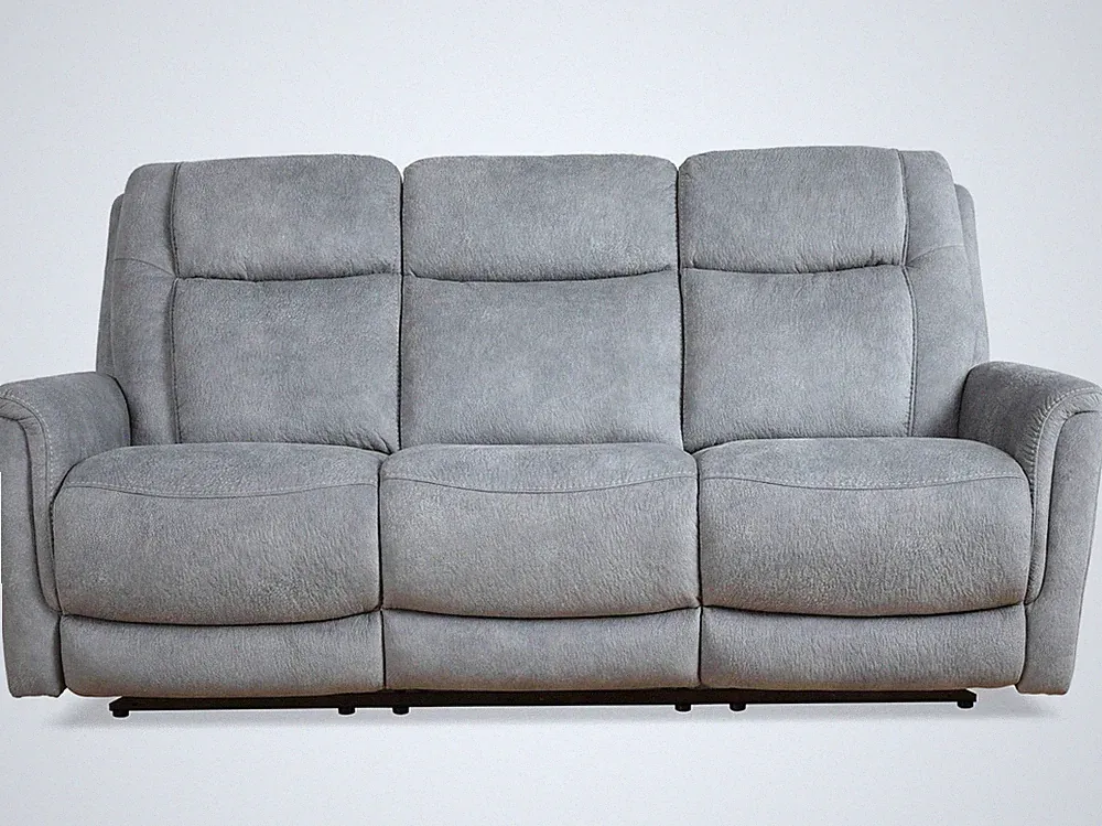 Pemberly Row Hudson Grey Power Reclining Sofa Loveseat and Recliner