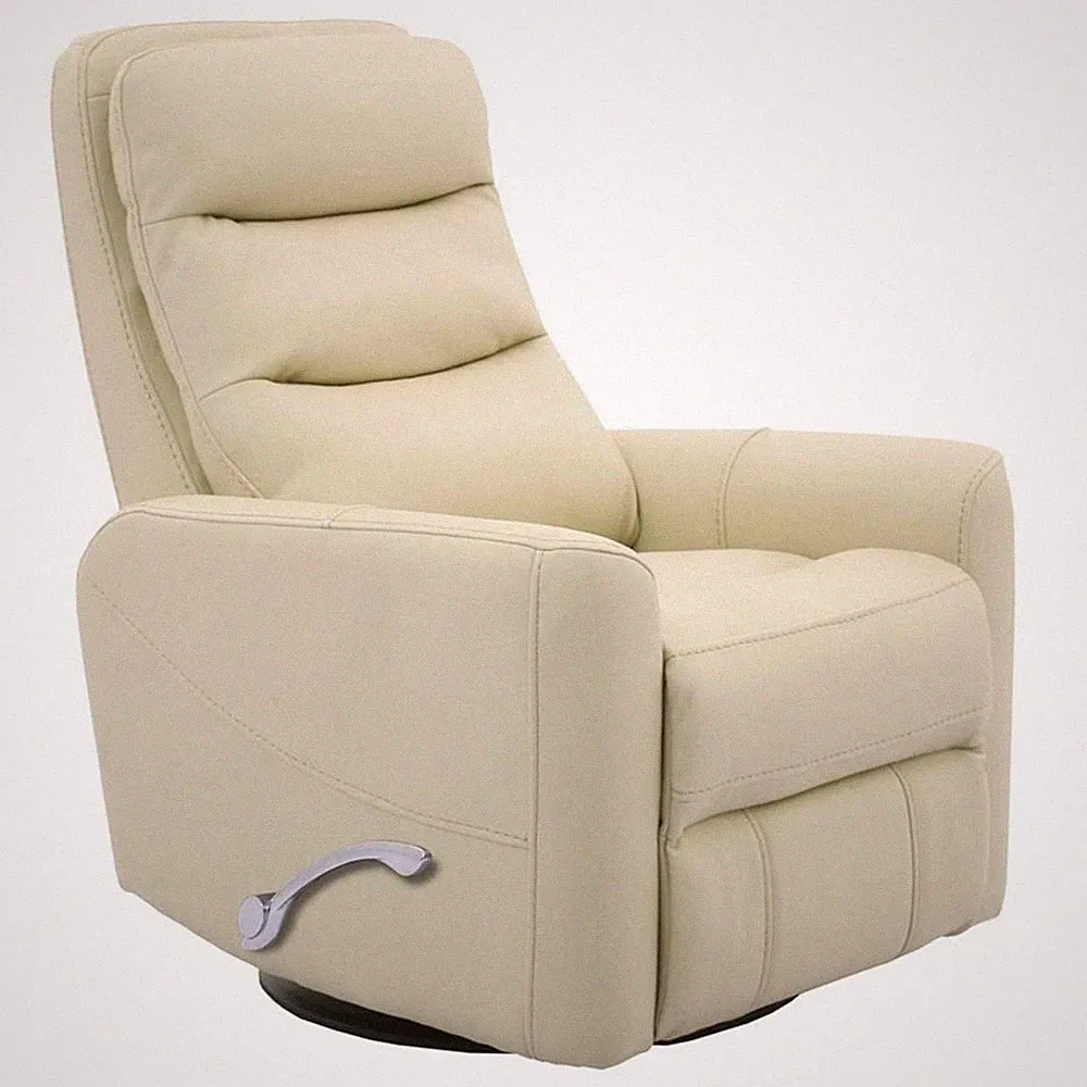 Pemberly Row Polyester/PU Manual Swivel Glider Recliner in Oyster