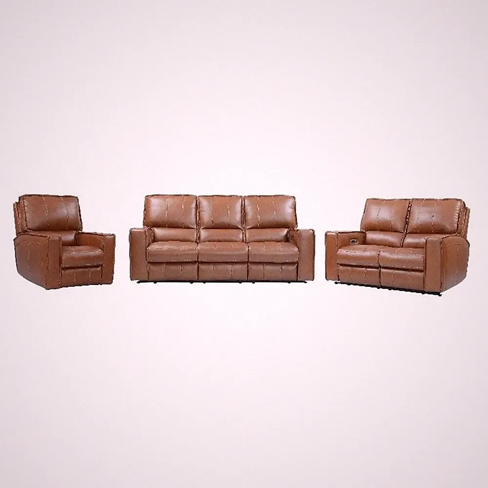 Pemberly Row Saddle Power Reclining Sofa Loveseat and Recliner
