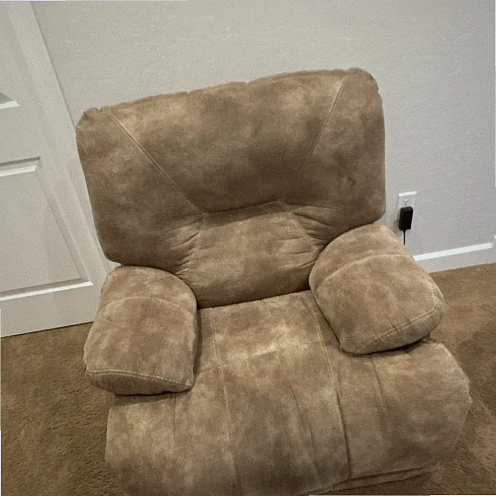 Recliner Brown Microfiber Upholstered Recliner Chair, Wood Metal Frame, Used