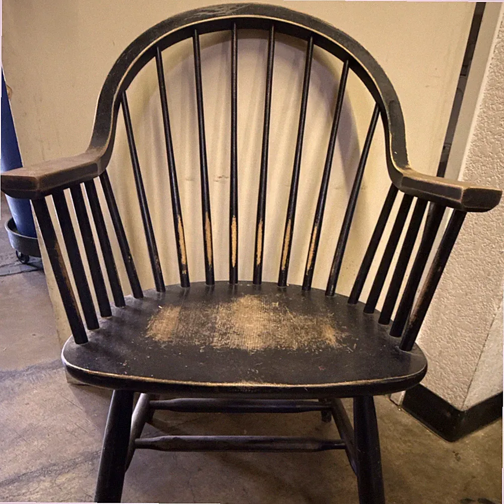 Windsor Armchair Wood Black Painted High Back With Arms Indoor Chair